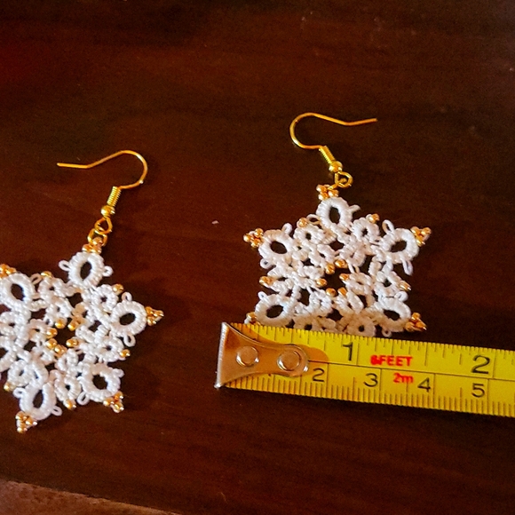 Beaded Snowflake Earrings - Picture 2 of 4